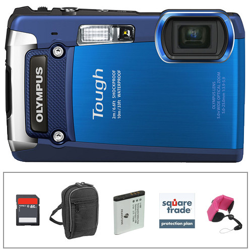 Olympus Tough TG-820 Digital Camera (Blue) with Deluxe Accessory