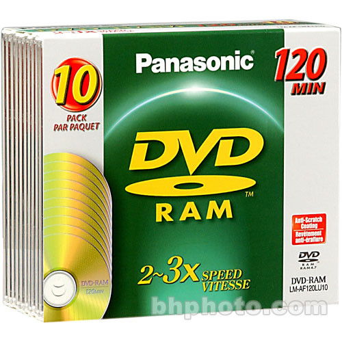 Panasonic LMAF120LU10 DVD-RAM Disc (10) LM-AF120LU10 B&H Photo
