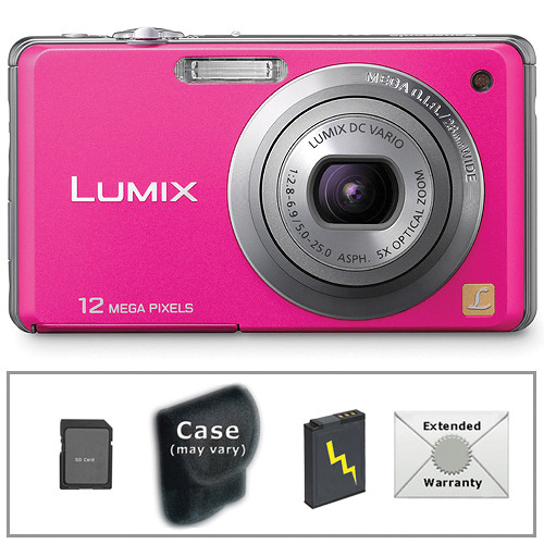 Panasonic LUMIX DMC-FH1 Digital Camera with Deluxe Accessory Kit (Pink)