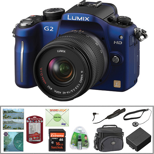 Panasonic Lumix DMC-G2 Digital Camera with Deluxe Accessory Kit (Blue)