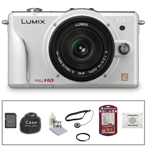 Panasonic Lumix DMC-GF2 Digital Micro 4/3 Camera w/14mm Lens & Basic Kit (White)