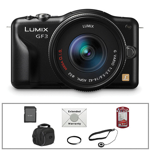 Panasonic Lumix DMC-GF3 Digital Camera w/14-42mm Lens & Basic Accessory Kit (Black)