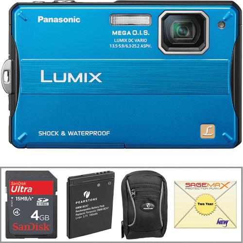 Panasonic Lumix DMC-TS10 Digital Camera with Deluxe Accessory Kit (Blue)
