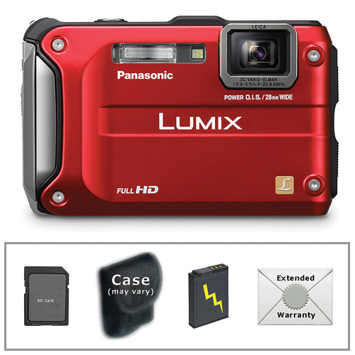 Panasonic Lumix DMC-TS3 Digital Camera with Deluxe Accessory Kit (Red)