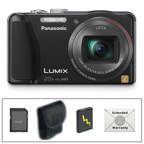 Panasonic Lumix DMC-ZS20 Digital Camera (Black) with Deluxe Accessory Kit
