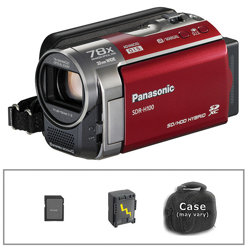 Panasonic SDR-H100 Camcorder with Basic Accessory Kit (Red) B&H