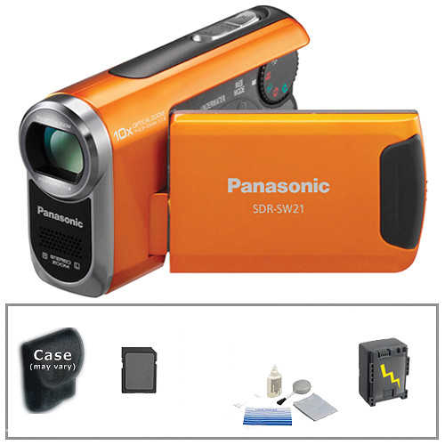 Panasonic SDR-SW21 Waterproof SD Card Camcorder Basic Kit (Orange)