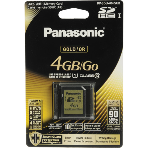 Panasonic 4GB SDHC Memory Card Gold Series Class 10 UHS-I