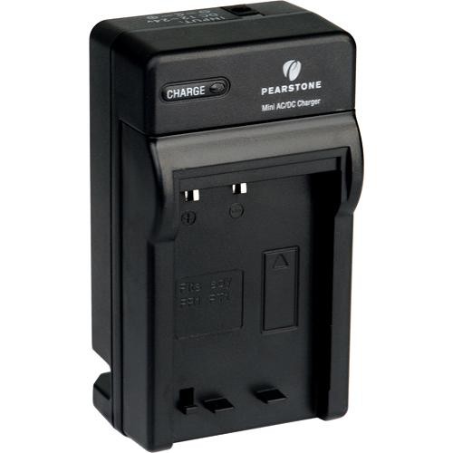 Pearstone Mini AC/DC Battery Charger for Sony NP-FT1 and NP-FR1