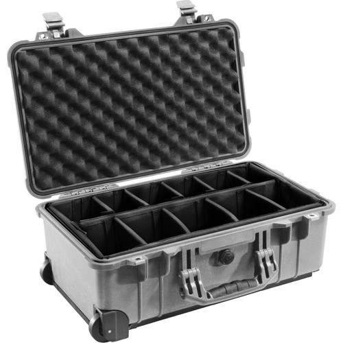 Pelican 1510 Carry On Case with Black Dividers (Silver)