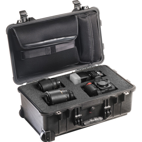 Pelican 1510LFC Wheeled Carry-On Hard Case with Foam Insert & Laptop Sleeve (Black)