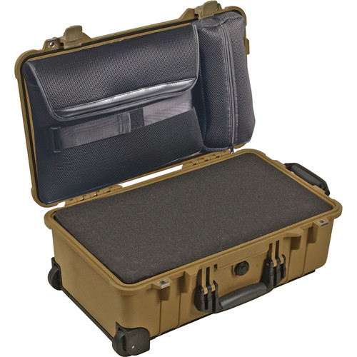 Pelican 1510LFC Wheeled Carry-On Hard Case with Foam Insert & Laptop Sleeve (Desert Tan)