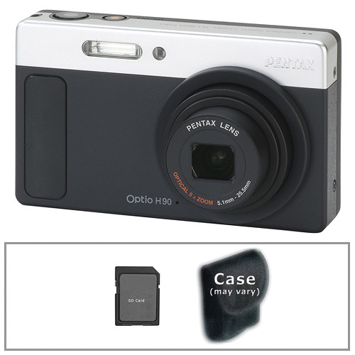 Pentax Optio H90 Digital Camera with Basic Accessory Kit (Black)