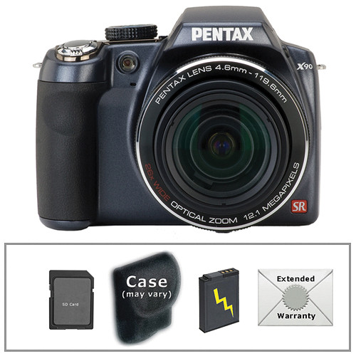Pentax X90 Super Zoom Digital Camera with Deluxe Accessory Kit