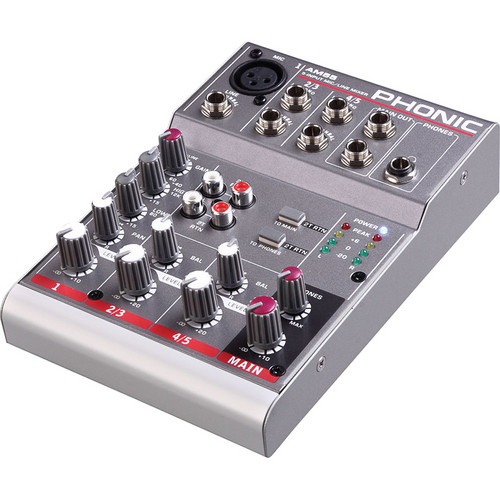Phonic AM 55 Compact 1-Mono and 2-Stereo Channels Analog Mixer