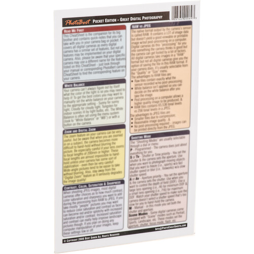 PhotoBert CheatSheet: Secrets of Great Digital Photography - Pocket Edition