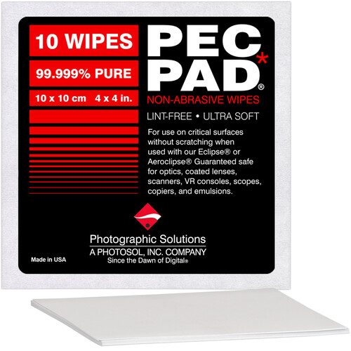 Photographic Solutions PEC-PAD Photo Wipes (4 x 4", 10 Wipes)