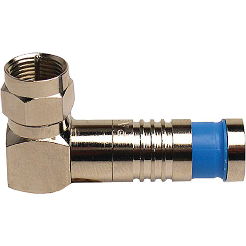 Platinum Tools F-Type Nickel Rt. Angle SealSmart Coaxial RG6 Connector (25 Pieces Bulk Packaging)