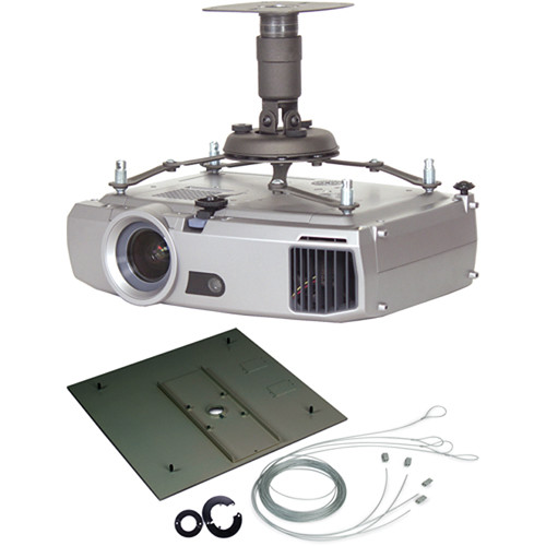 Premier Mounts PBC-UMS Universal Projector Mount with False Ceiling Plate Adapter and Quick Locking Cable (Black)