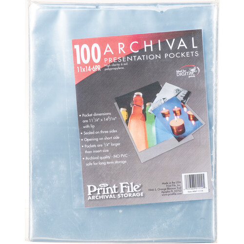 Print File Polypropylene Presentation Pocket (11 x 14", 100-Pack)