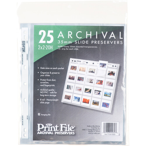 Print File Archival Storage Page for Slides, 35mm - 25 Pack
