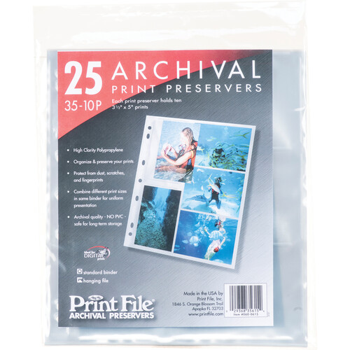 Print File 35-10P Archival Storage Page (3.5 x 5", 25-Pack)
