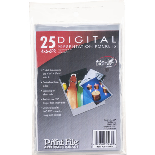 Print File Polypropylene Presentation Pocket (4 x 6", 25-Pack)