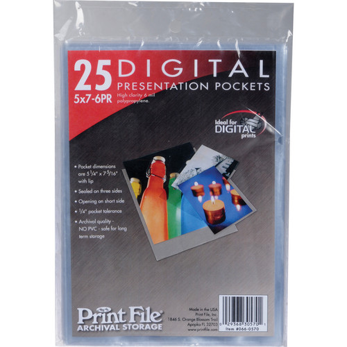 Print File Polypropylene Presentation Pocket (5 x 7", 25-Pack)