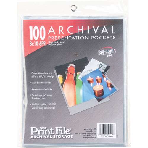Print File Polypropylene Presentation Pocket (8 x 10", 100-Pack)