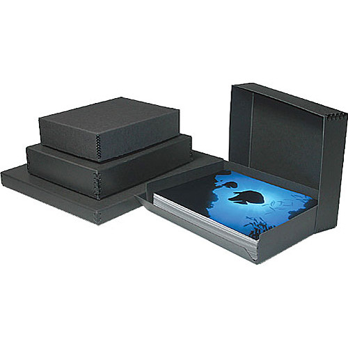 Print File 9.5 x 12.5 x 3" Drop-Front Metal Edge Archival Storage Box (Black)