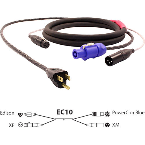 Pro Co Sound EC10 Siamese Twin AC and Audio Combo Cable (75')