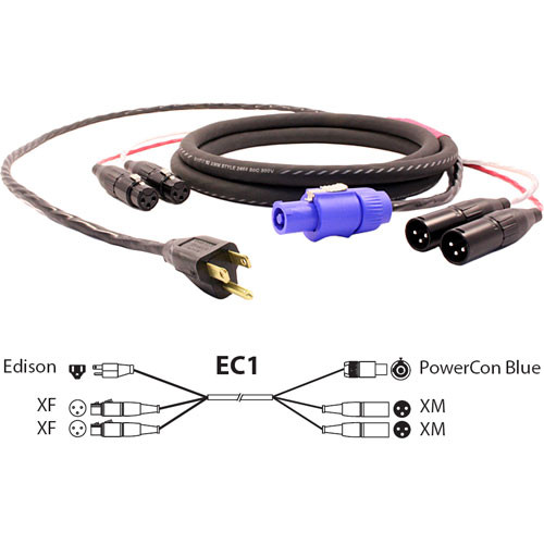 Pro Co Sound EC1 Siamese Twin AC and Audio Combo Cable (10')