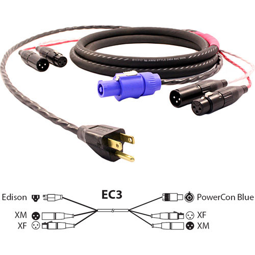 Pro Co Sound EC3 Siamese Twin AC and Audio Combo Cable (10')