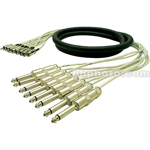 Pro Co Sound MT8QR-20 Analog Harness Cable 8x 1/4" TS Phone Male to 8x RCA Male (20')