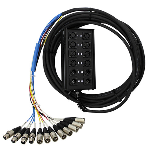 Pro Co Sound RoadMaster Snake 12 Channel Stagebox to Fanout (8x Send + 4x XLR Male Return) - 150'