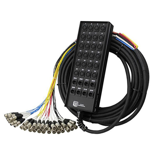 Pro Co Sound RoadMaster Snake 32 Channel Stagebox to Fanout (24x Send + 8x XLR Male Return) - 150'