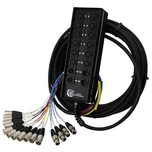 Pro Co Sound StageMaster Snake 16 Channel Stagebox to Fanout (12 x Send + 4 x XLR Male Return) (100')