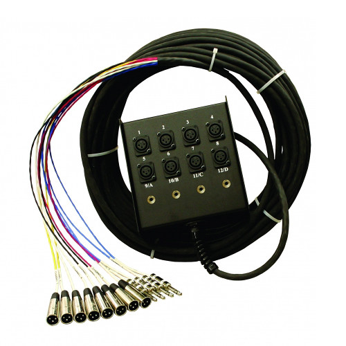 Pro Co Sound StageMaster Snake 12 Channel Stagebox to Fanout (8 x Send + 4 x 1/4" TRS Stereo Phone Male Return) (50')