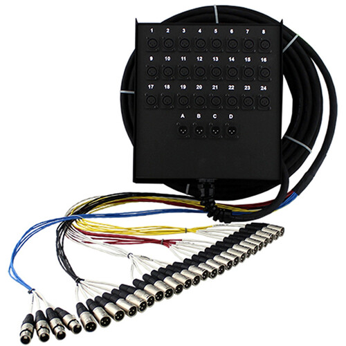 Pro Co Sound StageMaster Snake 28 Channel Stagebox to Fanout (24 x Send + 4 x XLR Male Return) (100')