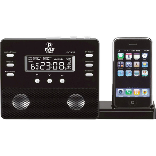 Pyle Home Enhanced iPod/iPhone Alarm Clock Speaker System with AM/FM Radio (Black)
