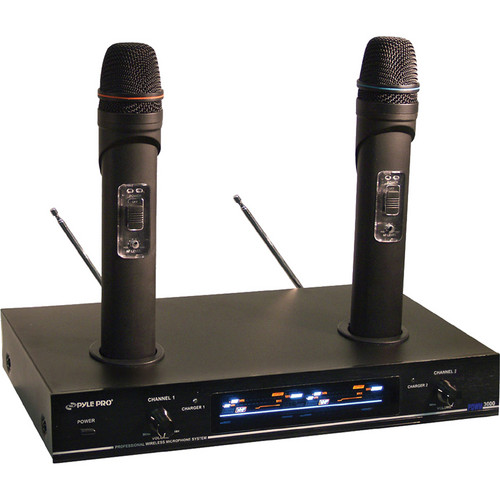 Pyle Pro PDWM3000 Dual VHF Rechargeable Wireless Microphone System