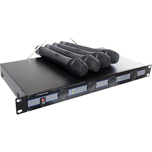 Pyle Pro PDWM5000 4-Mic VHF Wireless Rack Mount Microphone System