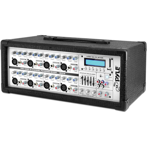 Pyle Pro PMX802M 800W 8-Channel Powered PA Mixer/Amplifier