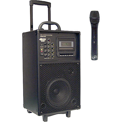 Pyle Pro PWMA840 300W VHF Wireless Battery Powered PA System W/ Cassette