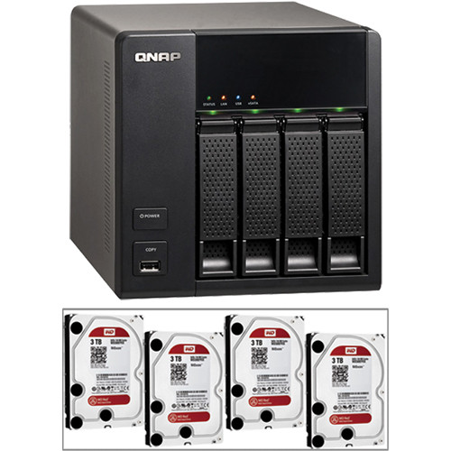 QNAP 12TB (4 x 3TB) TS-412 Turbo NAS Server Kit with Hard Drives
