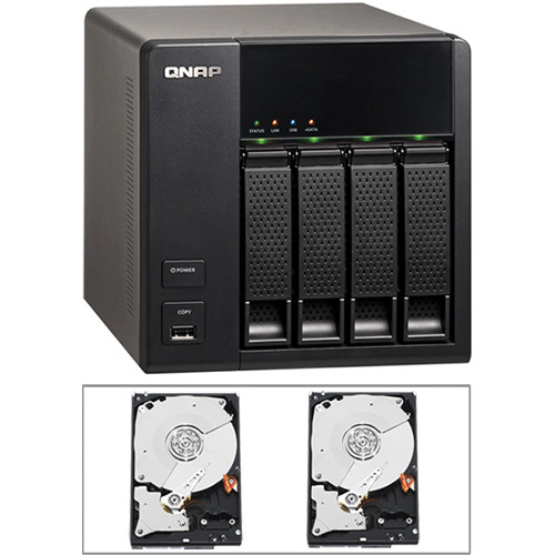 QNAP 8TB (2 x 4TB) TS-412 Turbo 4-Bay NAS Server Kit with Hard Drives