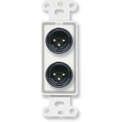 RDL D-XLR2M Decora Wall Plate with Dual XLR Male Connectors (White)