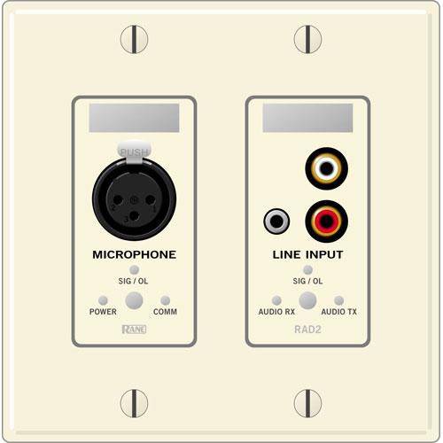 Rane RAD 2 2 Gang Wall Plate with 1 Microphone and 1 Line Input (Ivory)