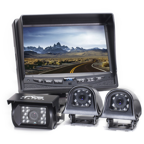 Rear View Safety Backup Camera System with Side Cameras and 7" Monitor