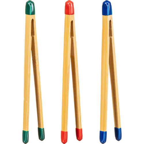 Samigon Bamboo Print Tongs (Set of 3) with Rubber Tips